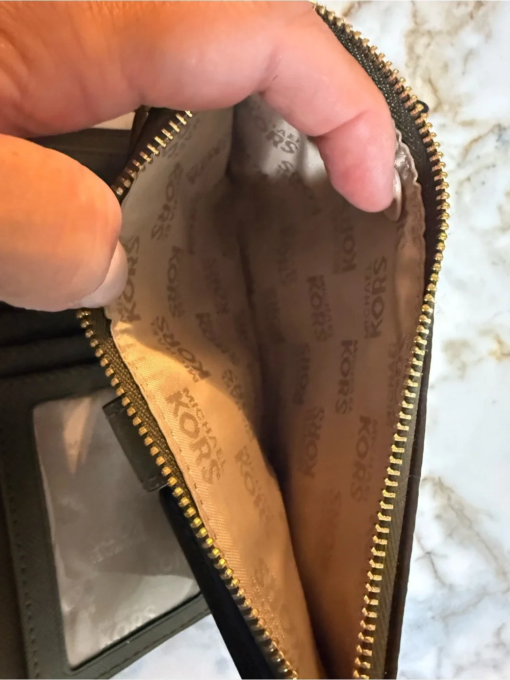 Michael Kors Black Wristlet with Green Palm Print